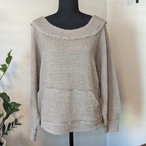 La Miel Women's Brown Waffle Long‎ Sleeve Top M